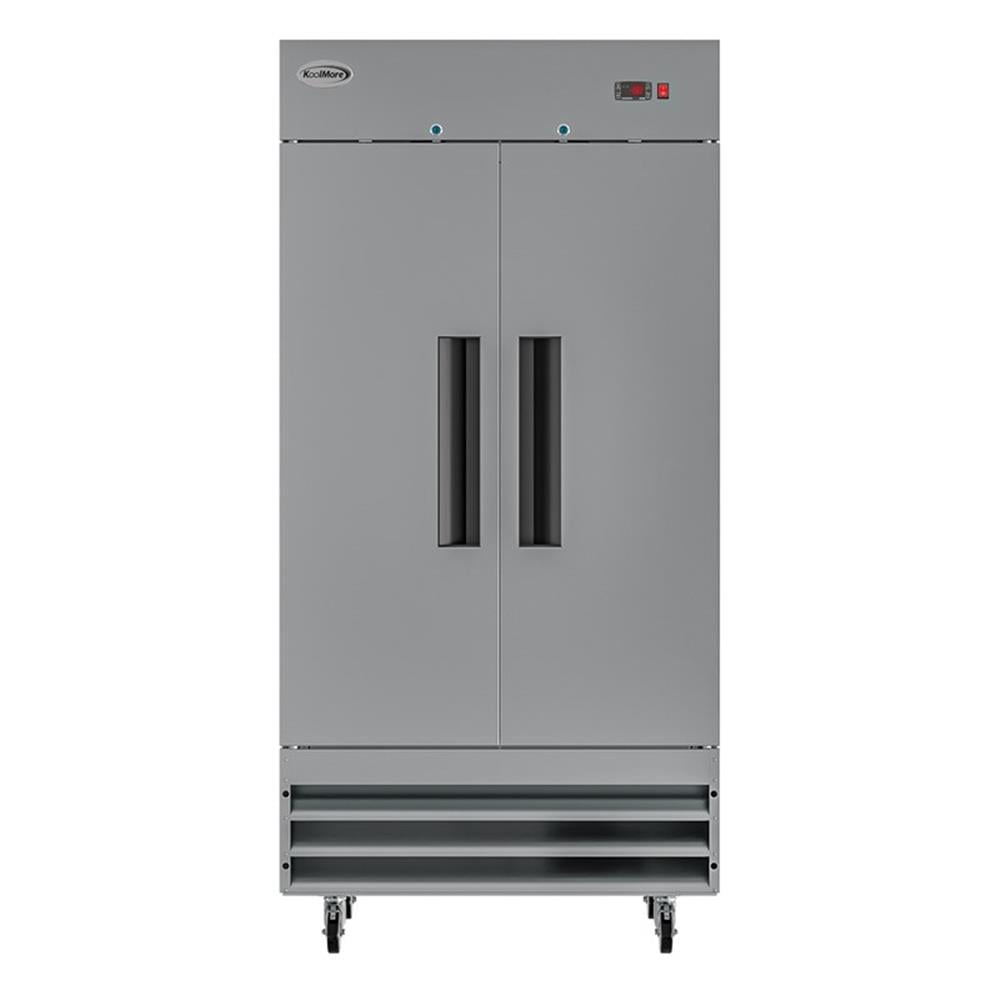 Pemberly Row 39 in. Commercial Stainless Steel 2-Door Reach-In Freezer in Silver