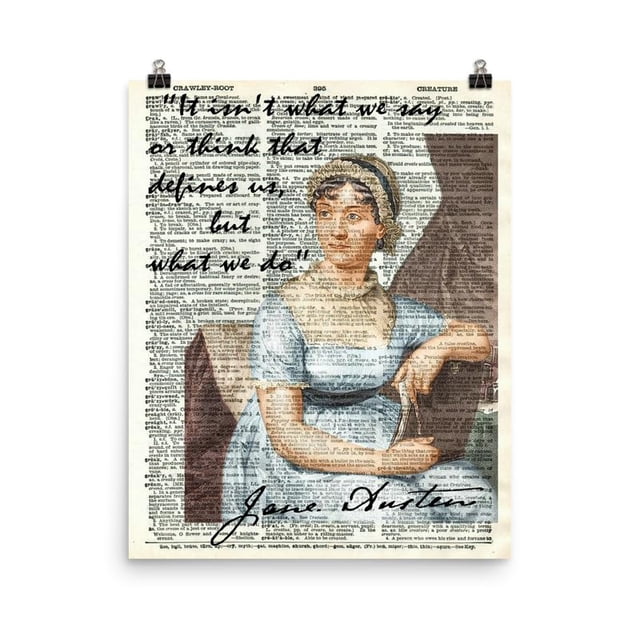 Jane Austen Quote Art Print Poster on Ephemera Dictionary Page Reproduction Background Unframed (11 x 14")