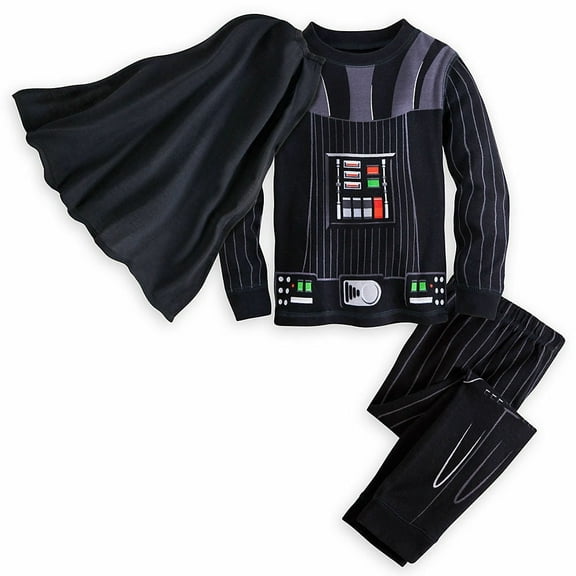 Disney Store Star Wars Darth Vader Costume Long Sleeve Tight Fit Cotton Pajama Set With Cape Boy Size 10