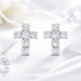 thumbnail image 5 of Cute Petite Cross Clear White CZ .925 Silver Mini Stud Earrings, 5 of 7