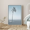 thumbnail image 1 of PixonSign Framed Canvas Print Wall Art Palm Tree Sits on Ocean Horizon Nature Wilderness Photography Modern Art Bohemian Scenic Relax/Calm Blue Cool for Living Room, Bedroom, Office - 24"x36" White, 1 of 5