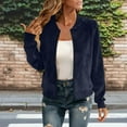 thumbnail image 7 of Fnooota Womens Bomber Jackets, Zip up Casual Long Sleeve Lightweight Fashion Outerwear Navy Size L, 7 of 7