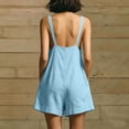 thumbnail image 6 of Lcziwo Cotton Shorts Jumpsuits for Women Spaghetti Strap Wide Leg Loose Overalls Summer Vacation Casual Trendy Tank Rompers with Pockets Light Blue,XL, 6 of 8