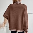 thumbnail image 6 of Ediodpoh Striped Pullover High Neck Loose Plus Size Sweater Comfortable and Warm Oversized Sweaters for Women Brown XL, 6 of 9
