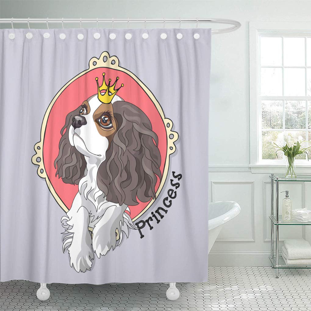 Cavalier king Charles Dog Bathroom Waterproof Fabric Shower Curtain & 12 Hooks 