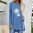 thumbnail image 4 of Women's Blouse Casual Dandelion Print Longline Shirt Long Sleeve Top Pullover Tee Shirts Blouse Size S-3XL, 4 of 5