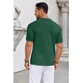 thumbnail image 5 of COOFANDY Mens Knit Polo Casual Stylish Collared Shirt Short Sleeve Crochet Button Down Shirt Beach Vacation Striped Shirts, 5 of 6