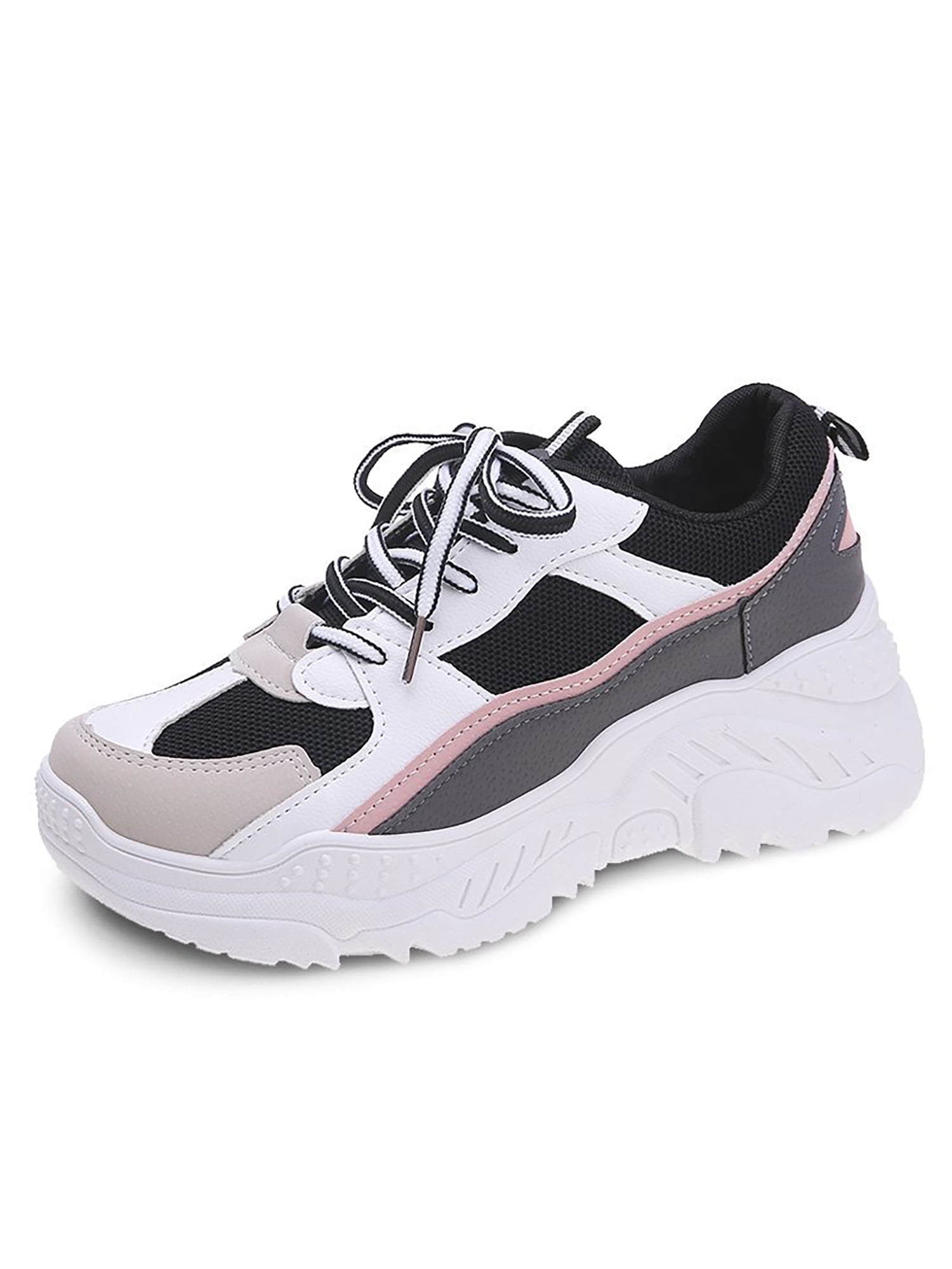 LUCKY STEP Womens Chunky Sneakers Fashion Tennis Lace Up Dad Cushion Running Shoes