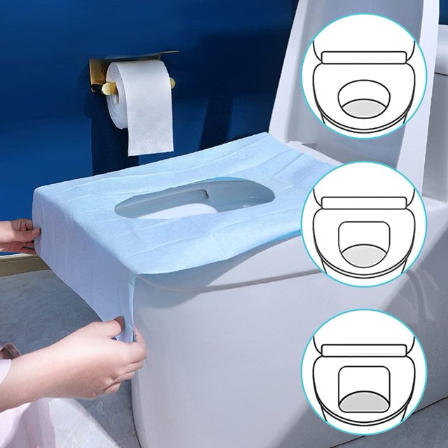 10 fundas desechables para inodoro, cojín de papel para asiento de inodoro portátil, orinal grande, cubierta para asiento de inodoro público, impermeable, desechable, para avión, hotel, camping, viaje