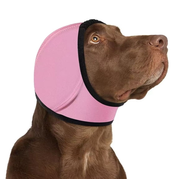 Noise Cancelling Ear Wrap, Dog No Shake Ear Muffs Noise Protection Firework Thunder Vacuum, Comfortable Quiet Dogs Calming Hoodie, Adjustable for Grooming Bathing & Swimming (Pink,XL)