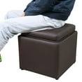 thumbnail image 3 of Square Storage Ottoman with Tray Faux Leather Upholstered Footrest Stool, Seat as Side Coffee Table for Living Room 09078, 3 of 6