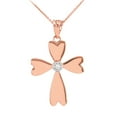 thumbnail image 1 of ROSE GOLD SOLITAIRE DIAMOND HEART CROSS PENDANT NECKLACE :  10K  Pendant with 22" chain, 1 of 1