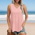 thumbnail image 2 of Brglopf Womens Eyelet Embroidery Tank Tops Sleeveless V-Neck Summer Vacation Beach Fashion Tees Shirts Comfy Casual Flowy Loose Blouse(Pink,XXL), 2 of 8