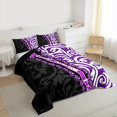 thumbnail image 3 of Manfei Black Red Stripes Full Size Comforter Sets 3-Piece for Boys Girls,Abstract Spiral Lines Bedding Comforter Set,Exotic Style Lightweight Bedding Sets,Luxury Bedroom Decor,Reversible, 3 of 8