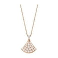 thumbnail image 6 of Small skirt necklace Female white fritillary chalcedony full diamond plated 18k rose gold skirt fan collarbone chain, 6 of 20