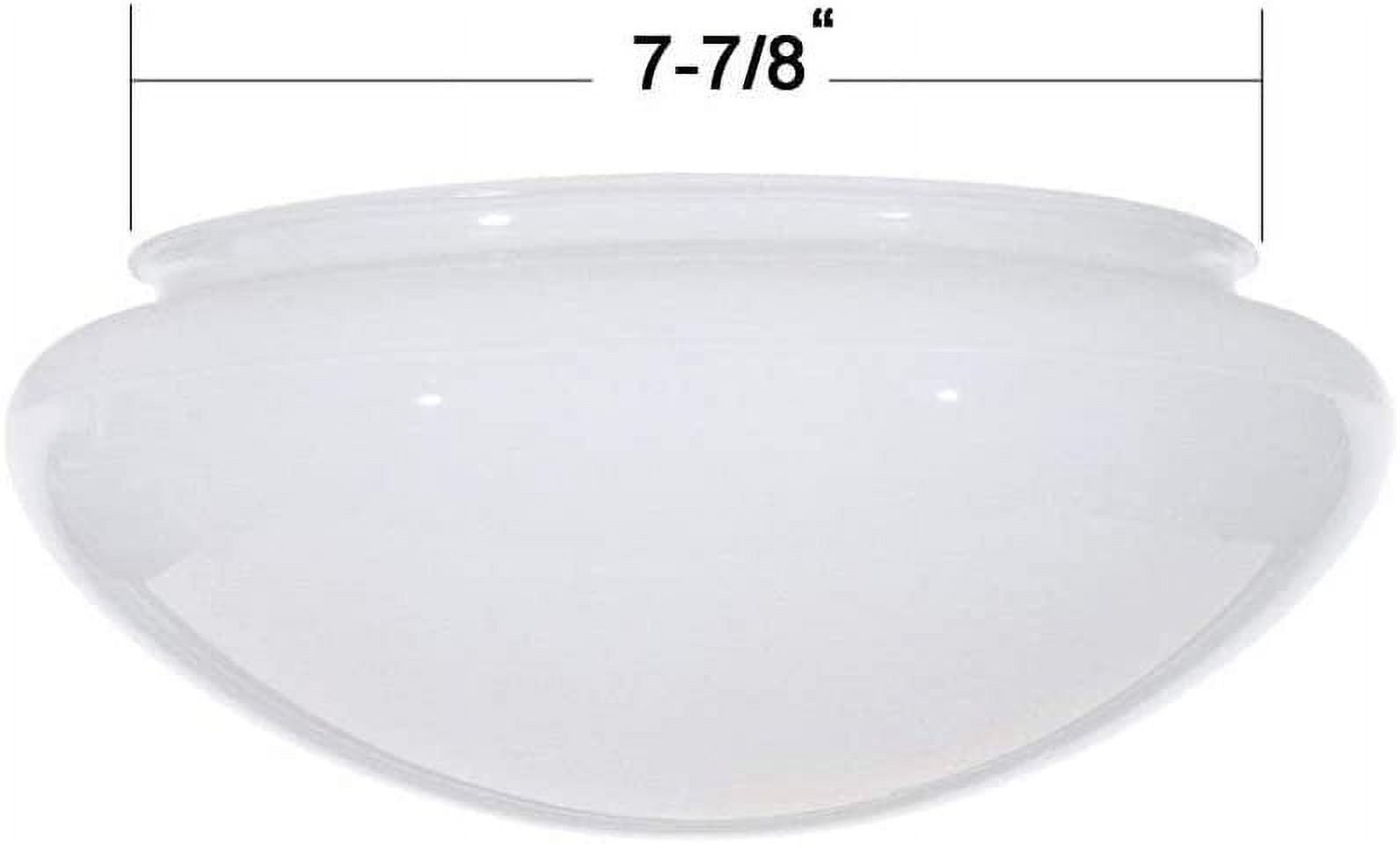 B&P Lamp® Medium Mushroom, White Glass Shade, 7-7/8 Inch Lip Fitter for Flush Mount Ceiling Fixtures with Set Screws, 9-1/2 Inch Max Diameter