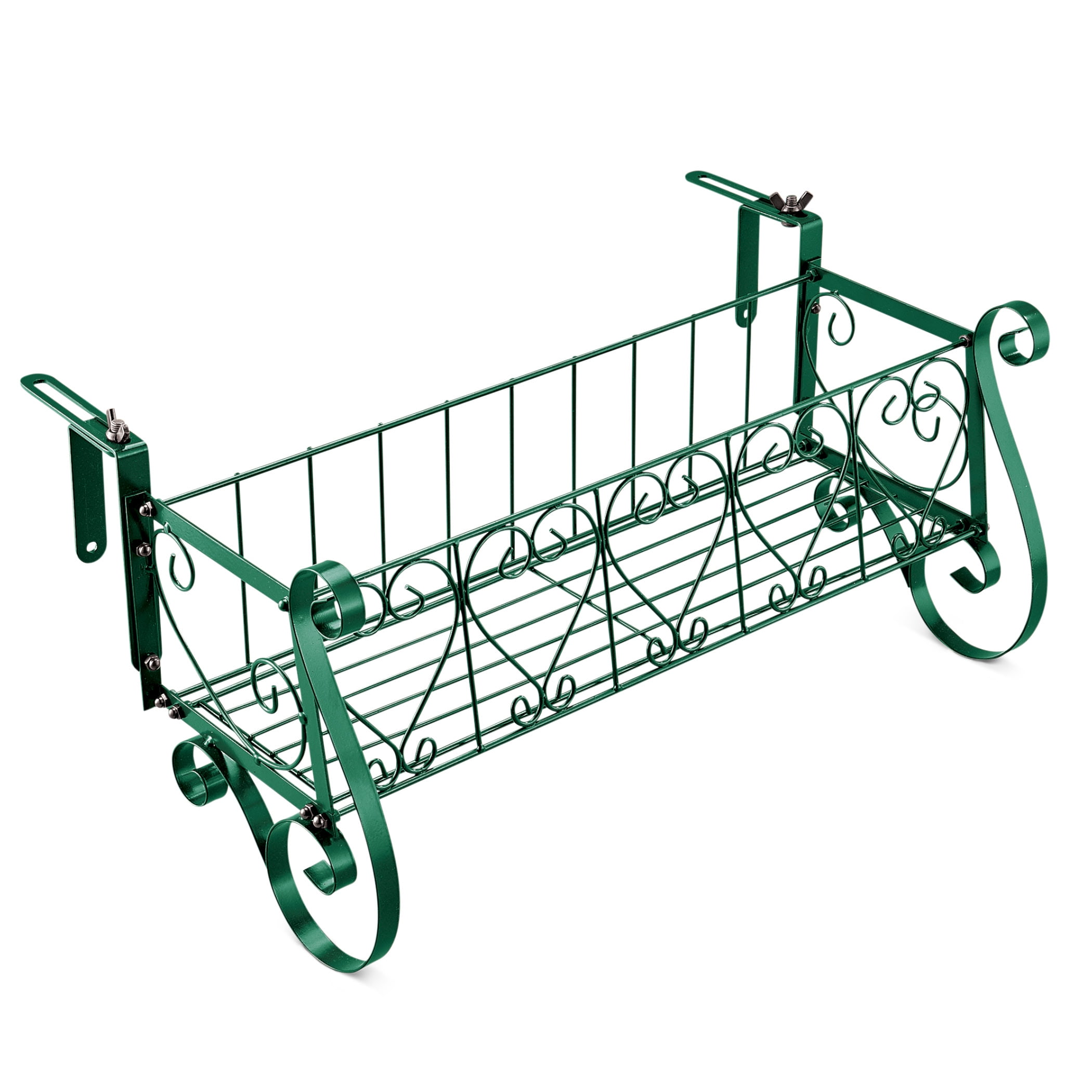 Adjustable Metal Green Scrollwork Rail Planters - For ...