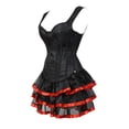 thumbnail image 2 of Grebrafan Straps Corset Pirate Gothic Bustier with Multi Layer lace Skirt L Red, 2 of 5