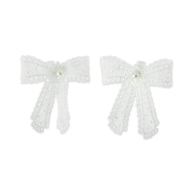Accesorios de zapatos de moda con lazo de perla falsa, 1 par de encantos para agujetas, color blanco