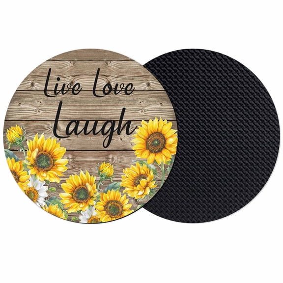 Farmhouse Sunflower Coasters for Drinks,Absorbent Non Slip Rubber Drink Coasters Set of 2 for Cup,Table,Bar,Home Decor, Live Love Lough Inspirational Quotes