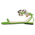thumbnail image 2 of FSJ Women Graceful Flat Sandals Open Toe Thin Strap Gold Chain Ankle Strap Sandals Casual Summer Comfort Daily Work Party Shoes Size 13 Green, 2 of 4