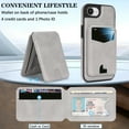 thumbnail image 3 of Compatible with Magsafe 2 in 1 Detachable for iPhone 16e Wallet Case with Card Holder Women Men, Magnetic PU Leather RFID Blocking Flip Kickstand Credit Slots,for iPhone 16e, Gray, 3 of 11