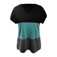 thumbnail image 3 of Pompotops Women's Summer New Style Multi-color Stitching Short-sleeved Top, 3 of 5