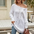 thumbnail image 2 of ShomPort Long Sleeve Sweaters for Women off the Shoulder Loose Oversized Pullover Tunic Tops, 2 of 9