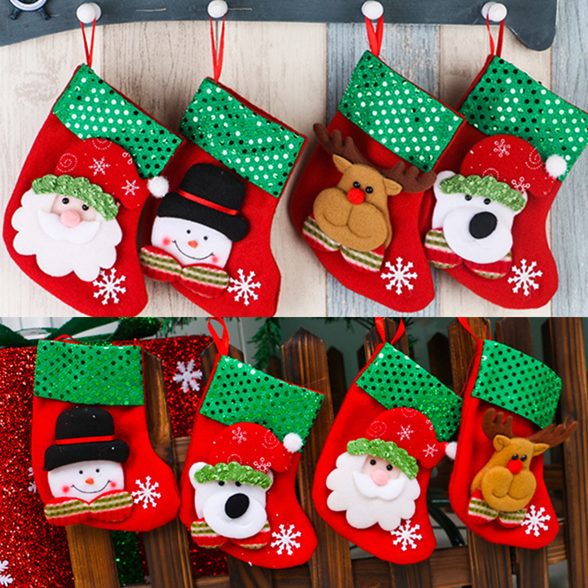 Details about   Christmas Stocking Ornaments Xmas Party Hanging Candy Gifts Bag Holder Door Deco 