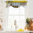 thumbnail image 3 of Yellow Brown Tie Up Valance Curtains for Windows, Kitchen Curtains Window Treatments, Abstract Blue White Vintage Oil Painting Short Window Shades Valances for Bedroom Bathroom Cafe 42"x12", 3 of 8