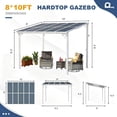 thumbnail image 3 of Leukture 8' x 8' Wall Mounted Lean to Metal Awnings with Sloped Roof Outdoor Patio Gazebo Awning for Backyard Deck White, 3 of 7