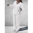 thumbnail image 3 of Conjunto Deportivo para Mujer PRETTYGARDEN Sudadera Cuello en V Pantalones Anchos S, 3 of 6