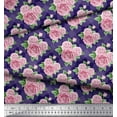 thumbnail image 2 of Soimoi Rayon Fabric Check,Leaves & Rose Floral Print Sewing Fabric Yard 42 Inch Wide, 2 of 3