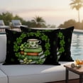 thumbnail image 4 of St Patrick's Day Outdoor Waterproof Pillow Covers, Shamrock Leaf Coffee Cups Books Dark Green Decorative Rectangle Throw Pillowcase Sofa Cushion Sham for Patio/Couch/Chair, 20"x12" 2 Pack, 4 of 8