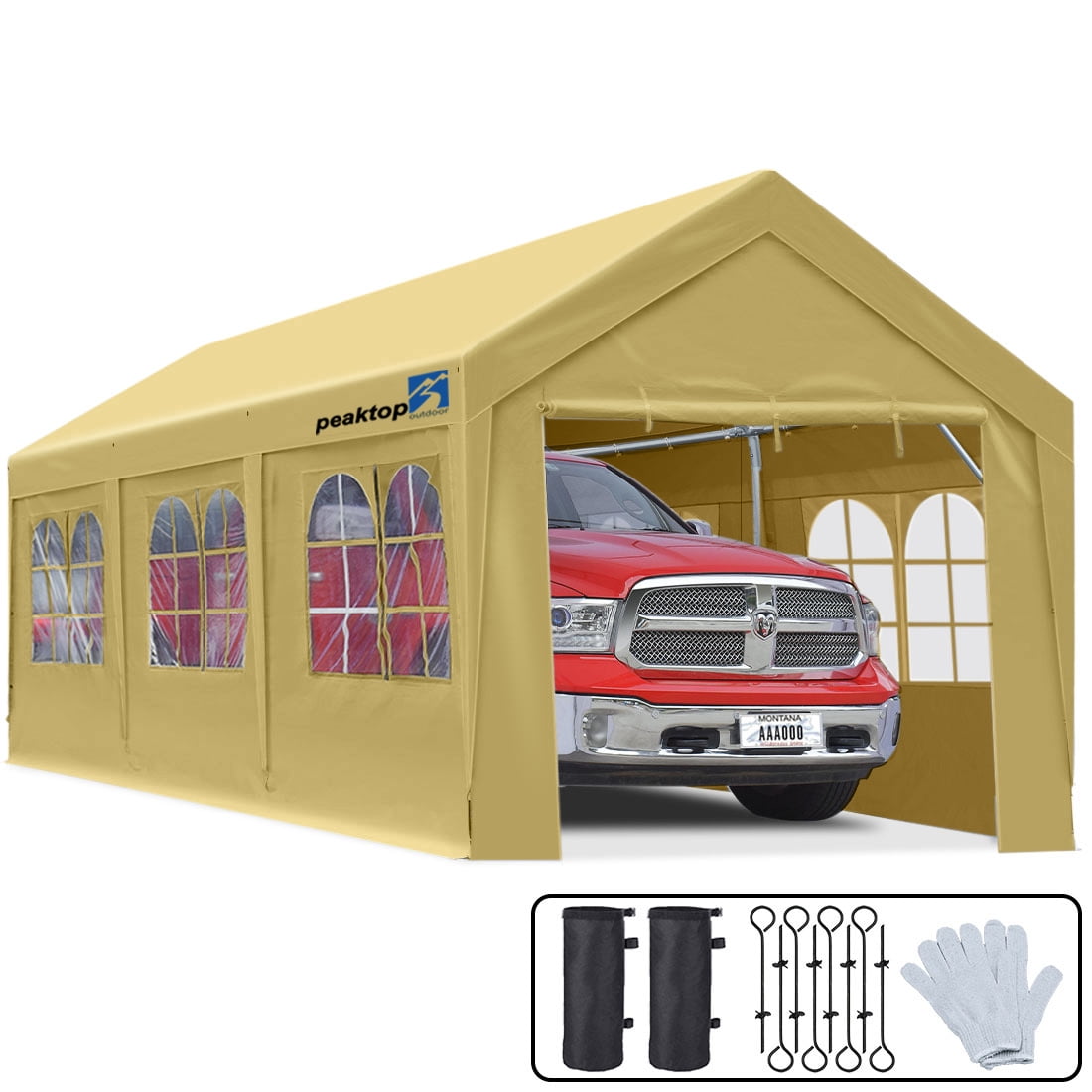 Peaktop Outdoor 10 x 20 ft Upgraded Heavy Duty Carport Car Canopy with