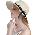 thumbnail image 3 of Txlixc Sombrero de paja de papel femenino, arco de ala ancha Txlixc moda, 3 of 4