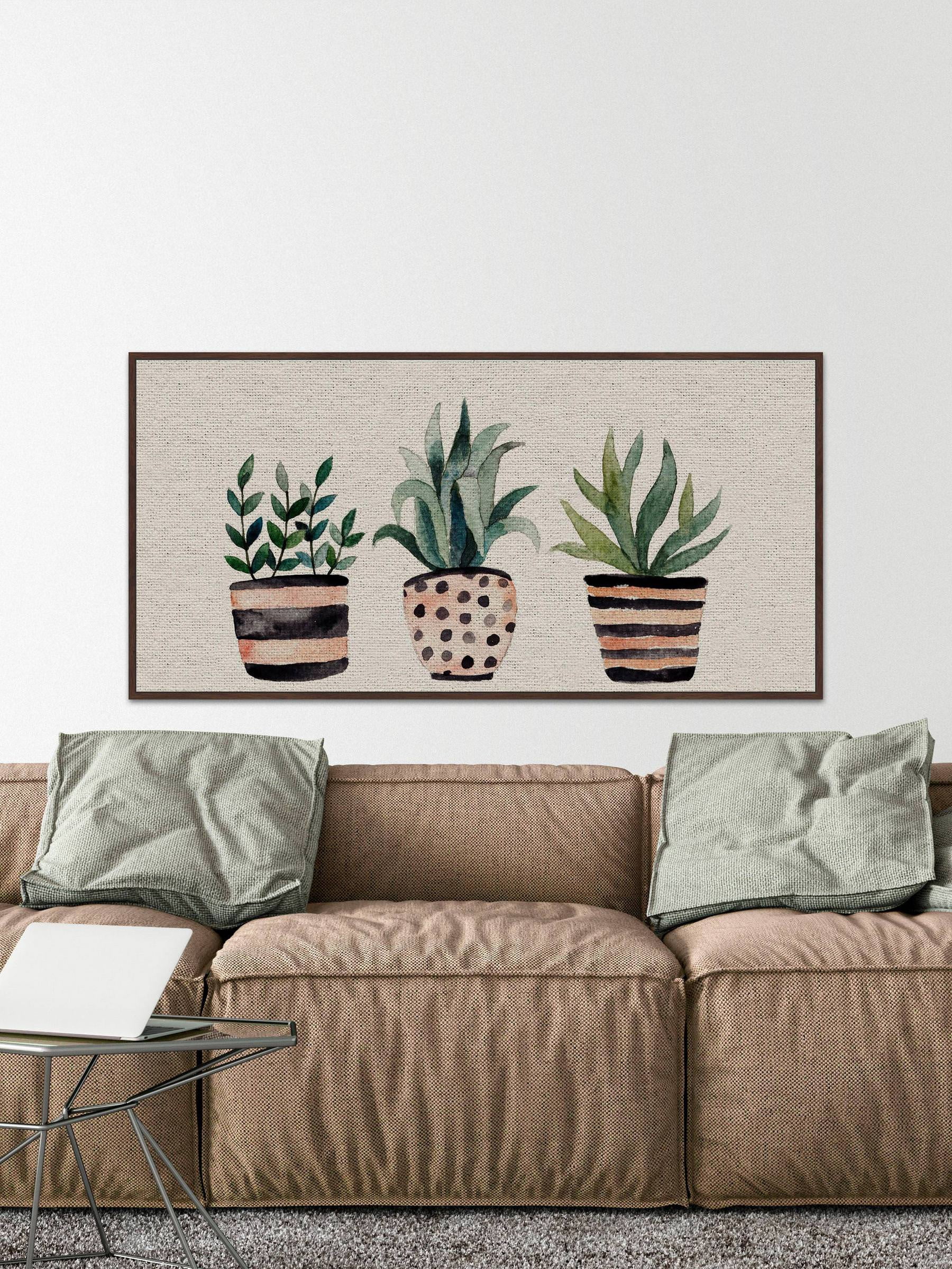 Three Plants II Floater Framed Painting Print on Canvas