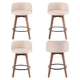 thumbnail image 7 of Joyyskill 26" Swivel Bar Stools Set of 4, Farmhouse Upholstered Bar Chairs with Curved Back and Wood Legs, Chenille Fabric Counter Height Island Chairs, Brown/Beige, 7 of 7