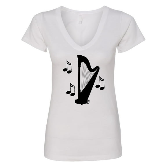 Inktastic Harp Silhouette Music Women's V-Neck T-Shirt