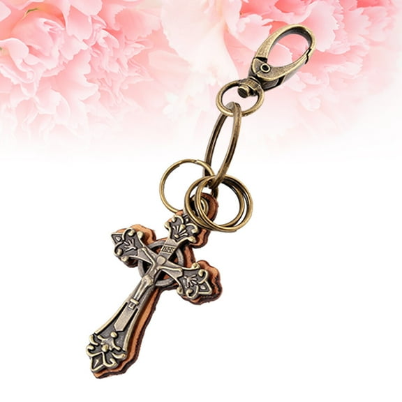 NUOLUX 1 Pc Cross Pendant Keychain Assorted Color Alloy Decorative Keychains For Men Women