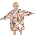 thumbnail image 3 of Poodle Dog and Flower Floral Blanket Hoodies for Kids 6-13YR Oversize Wearable Blanket Hoodies for Boys Girls Teens, 3 of 7