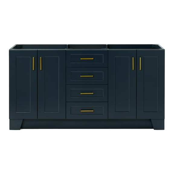 Ariel Taylor 66 Inch Double Sink Base Cabinet In Midnight Blue