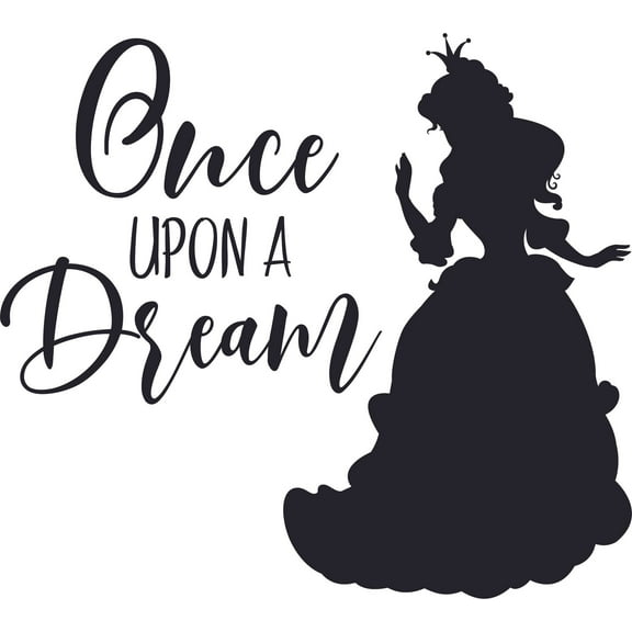 Once Upon A Dream Logo Cartoon Design Customized Name Wall Decal - Custom Vinyl Wall Art - Personalized Name - Baby Girls Boys Bedroom Wall Decal Room Decor Wall Sticker Decoration Size (18x20 inch)