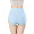 thumbnail image 4 of Miyanuby Womens Hi-Waist Underwear Cotton Briefs Lace Bikini Panties for Women Undies Hipster Stretch, Blue, L, 4 of 6