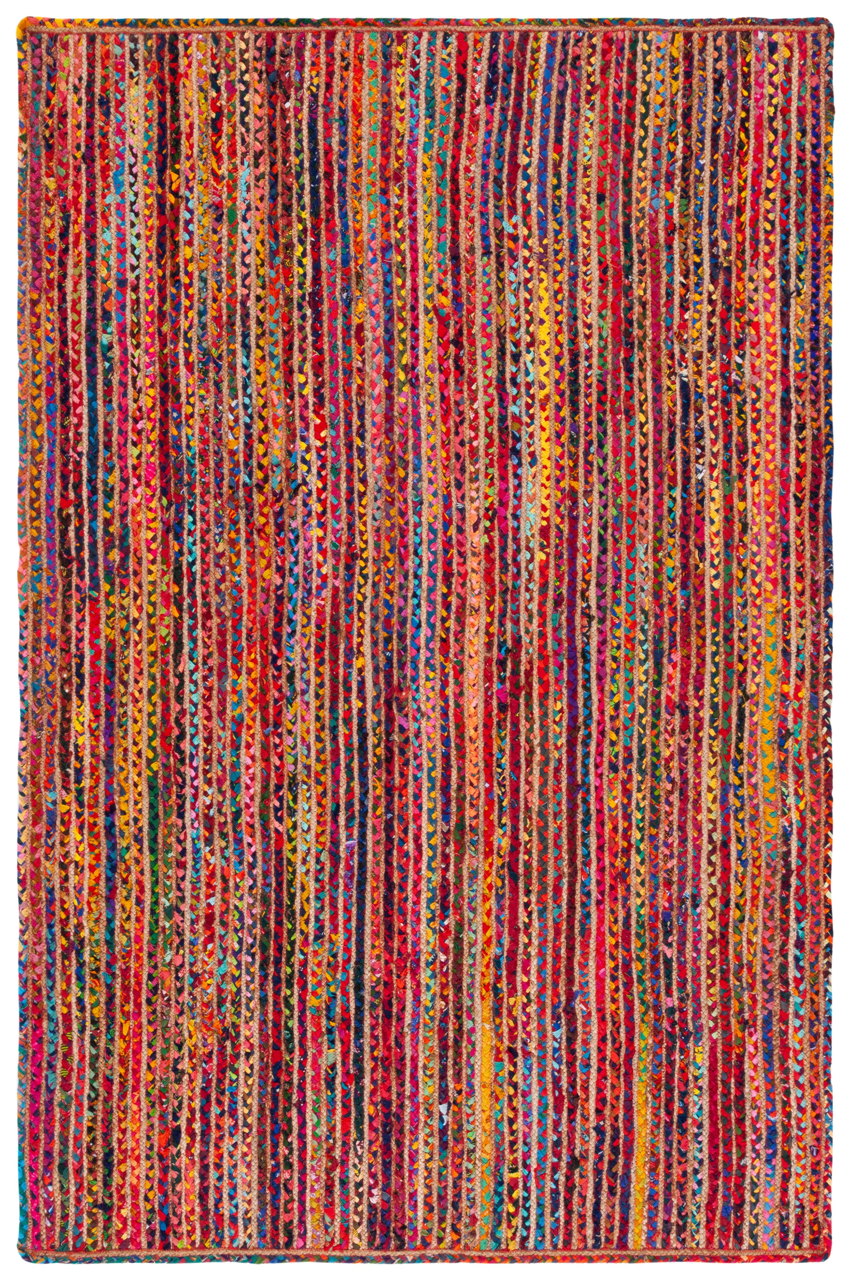 SAFAVIEH Braided Beckah Bordered Reversible Area Rug, Natural/Multi, 6' x 9'