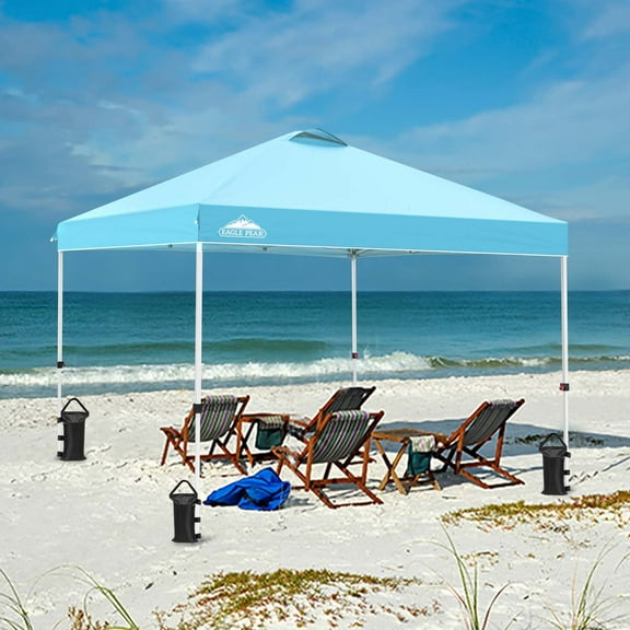 EAGLE PEAK 10' x 10' Straight Leg Pop-up Canopy w/ Easy Peak One Person Setup (100 sqft of Shade)