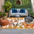 thumbnail image 2 of Orange Gnomes Fall Outdoor Rug for Patio/Deck/Porch, Non-Slip Large Area Rug 3 x 5 Ft, Thanksgiving Pumpkin Maple Leaves Indoor Outdoor Rugs Washable Area Rugs, Reversible Camping Rug Carpet Runner, 2 of 8