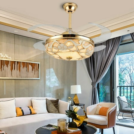 

Aohuada 42 Retractable Ceiling Fan with Light & Remote Control LED Crystal Chandelier