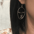 thumbnail image 4 of Abstract Face Earrings for Women, Wire Picasso Dangle Earrings, Hollow Silhouette Drop Earrings, Birthday Christmas Gift for Her, Gold, 1 pair, 4 of 10