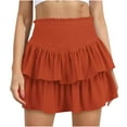 thumbnail image 5 of Efsteb Summer Skirts for Women High Waist Pleated Half Length Skirt Solid Color Casual Fashion Comfy Skirts (Orange,S), 5 of 5
